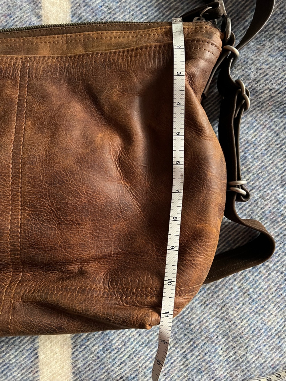 Rough & Tumble Custom Leather Purse, Vintage hobo OP Rustic Pecan, size medium - Picture 9 of 10